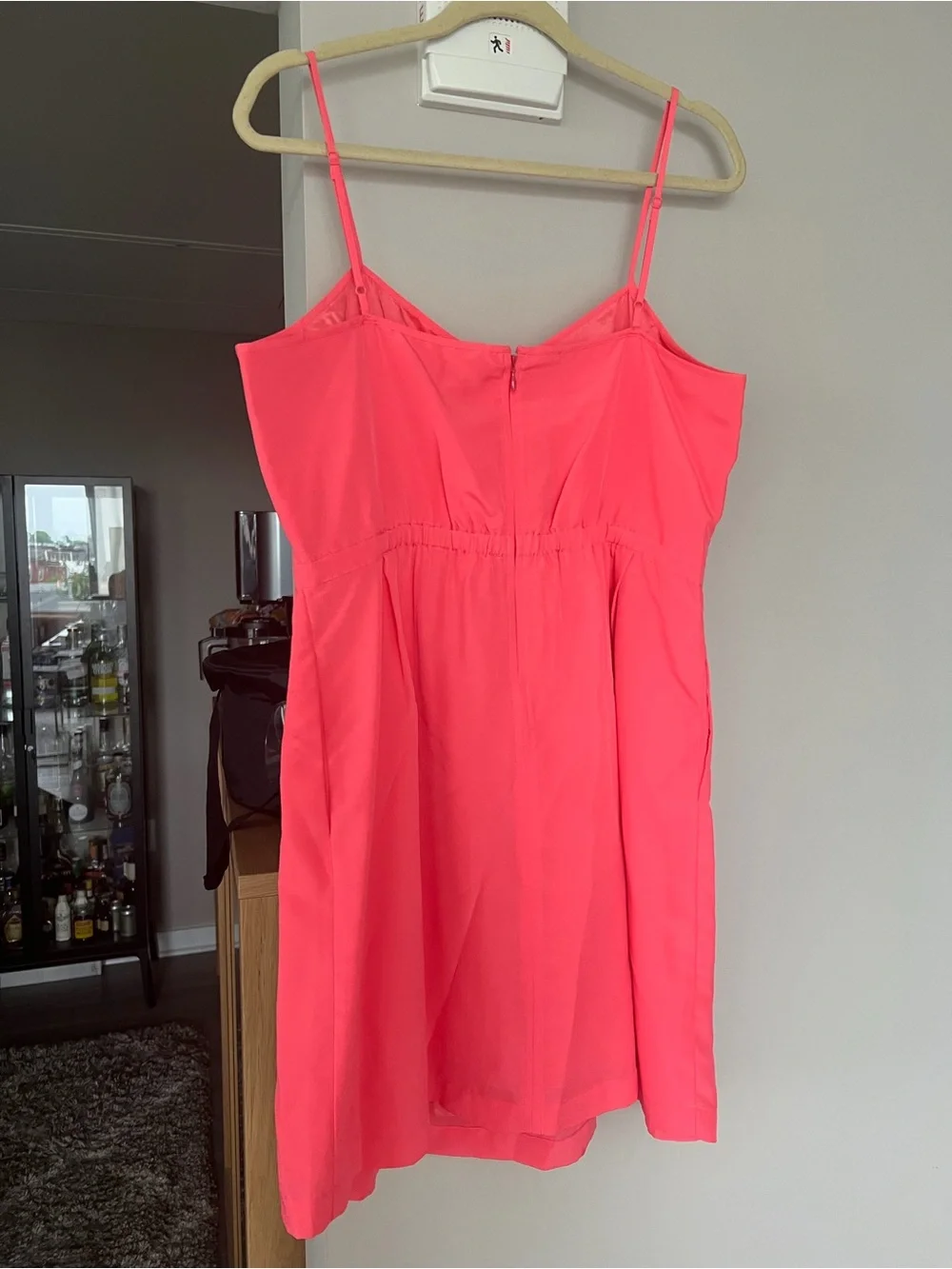 J. Crew Bright Coral Pink Spaghetti Strap Dress